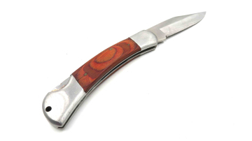 folding blade stainless steel pocket knife with rosewood handle