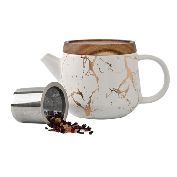 Modern Luxury Porcelain Teapot with Infuser for Loose Tea