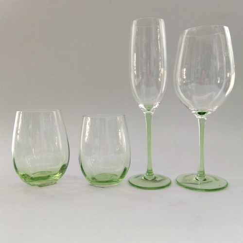 light green color goblet glass stemless wine cups