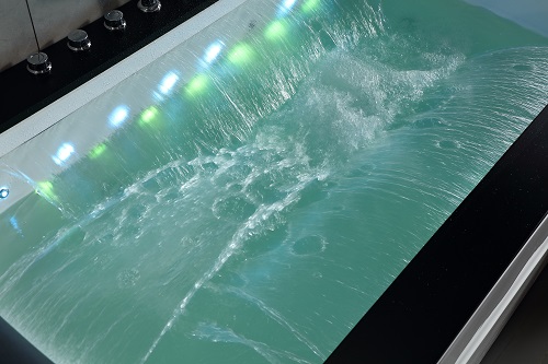 3-side Waterfall Massage Bathtub with Colorful Lights