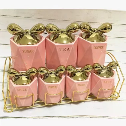 Ceramic Sealed Jar Storage Set with Iron Frame Packaging