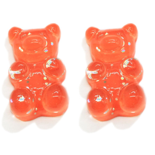 Resin  Cute Glitter Gummy  Bear Kawaii Charms Beads Flatback Cabochon  For DIY Earrings Decor slime Accessory