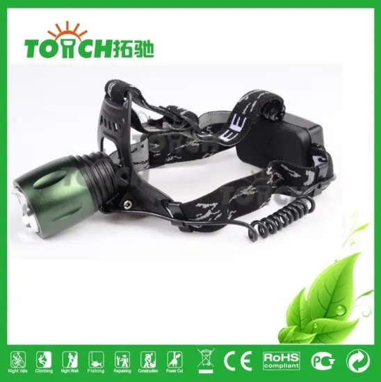 2000 Lumen 10w 3.7V LED Headlamp 2*18650 Rechargeable Battery High Power Headlight Aluminum Alloy Green Color Head Torch Light