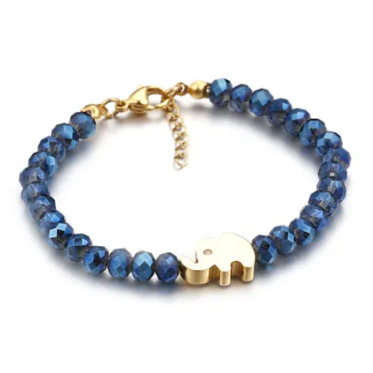 Lucky elephant charm glass bead bracelet