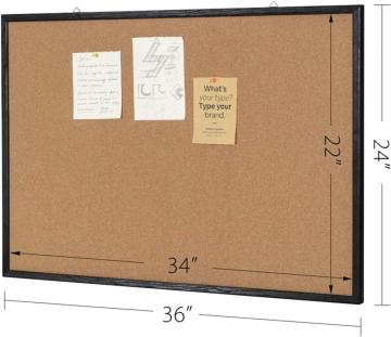 Cork Bulletin Pin board with Black Wood Frame