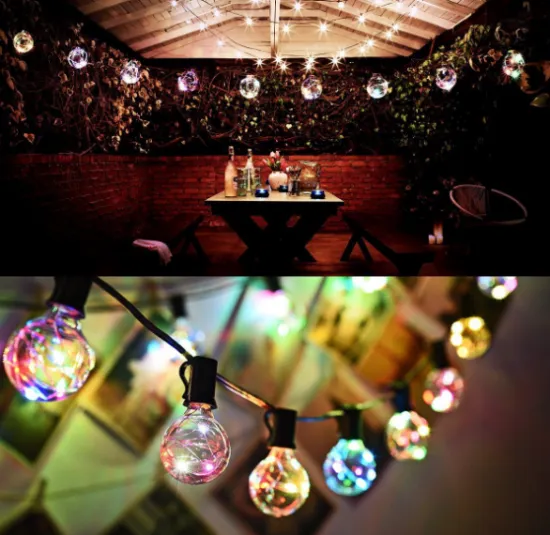 G40 25 LED clear glass bulb indoor outdoor waterproof copper wire globe string lights