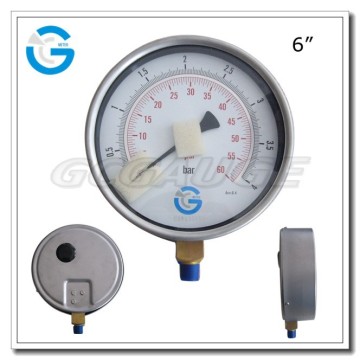 High quality stainless steel 6inch pressure test gauge
