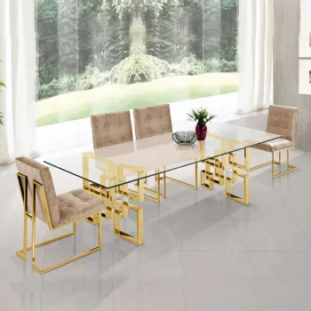 Modern 6 Seater Dining Room Furniture - Foshan Factory Glass Table and Chairs