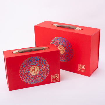 Luxus -Geschenkbox im chinesischen Stil mit Ledergriff