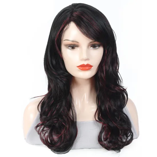X-TRESS fast shipping heat synthetic wig natural wave red color 20inch machine made lace frontal wig for women
