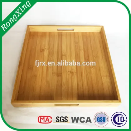 durable bamboo serving trays with handle