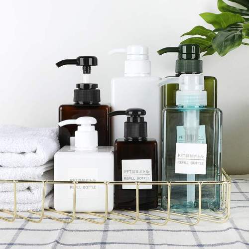 250/450/650ml Nordic Brown Green White Bathroom Refillable Bottle Shower Gel Shampoo Press Storage Bottles Soap Liquid Dispenser