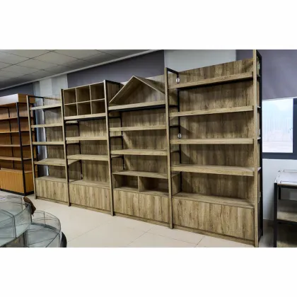 Steel and wood furniture bookshelf shelf