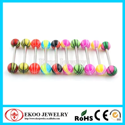 UV Basketball Tongue Rings Pictures of Tongue Piercing