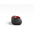 Sofá de asiento micro de 3 plazas negro y rojo