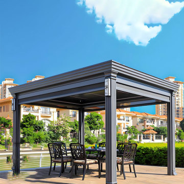 European Electric Waterproof Retractable Roof Shutters with Sliding Glass Pergola Aluminum