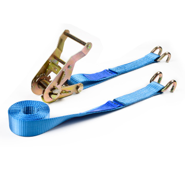 2" 2 Ton 50mm Iron Handle Ratchet Buckle Tie Down Blue Straps With 2 Inch E-Track Fitting