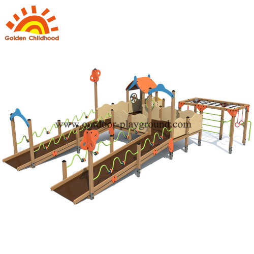 outdoor playground wooden play structure HPL