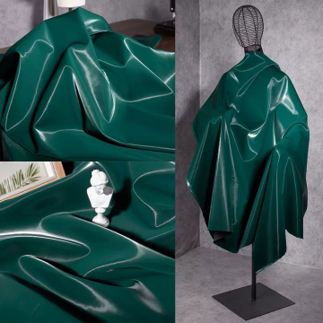PU Leather Fabric: Mirror Shiny, Wrinkle-Resistant, Wear-Resistant Thickened Dark Green Artificial Leather
