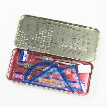 Multifunctional School Stationary Set: 9 Pieces Math Set with 2 Metal Compasses