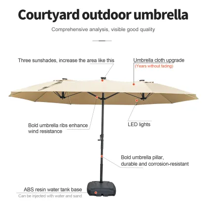 ZUOAN Large Size LED Strip Umbrellas for Outdoor Furniture - Wholesale Factory Prices