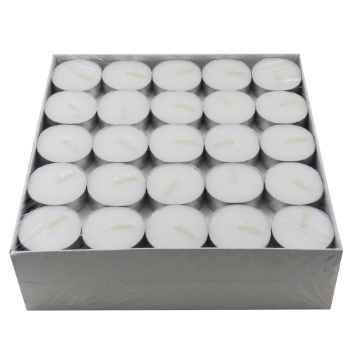 100pc White Unscented Wax Tea Lights Candles with 4 Hour Burn Time