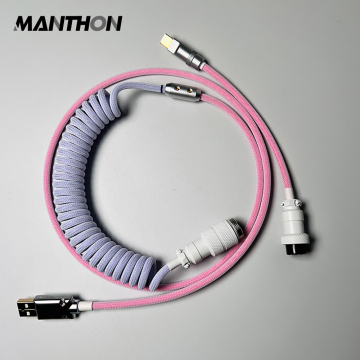 Maka Powder Colour Coiled Type C Cable for Aviation Mechanical Keyboard