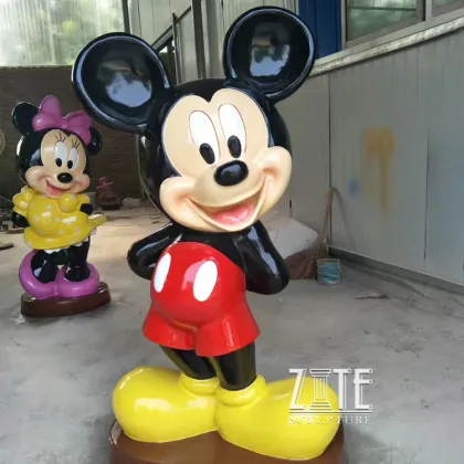 Colorful Life Size Fiberglass Resin Cartoon Mickey Mouse Statue For Sale