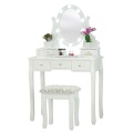 Makeup Table LED Lights White Fineboard Mirrored Dressing Table Supplier