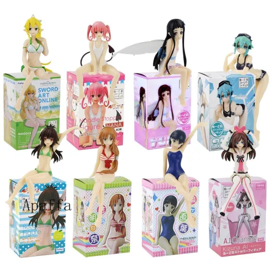 13cm Anime Sexy Girl Figure Toys Sword Art Online Asuna Leafa Yui Shino Nana Mikan Yuuki SAO ALO Noodle Stopper Anime Model Doll