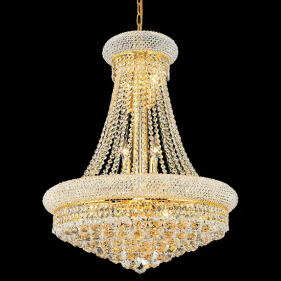 Classic Designer LED K9 Crystal Gold Chandelier for Luxury Empire Room Decoration