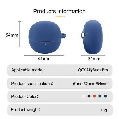 Silicone Earphone Case for QCY MeloBuds Pro with Keychain