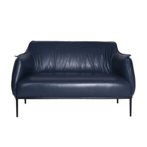 Modern Blue Leather Archibald Two Seat Chair