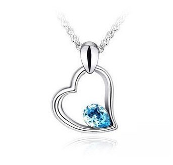 Women Sapphire Heart Pendant Necklace (FQ-1224)