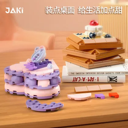 JK5618-28 JAKI Alice Afternoon Tea Heart Cake Dessert Model Building Blocks: Creative Children's Decorating Toy