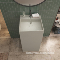 Concrete Square Column Wash Hand Basin in Hotel and Bathroom Settings