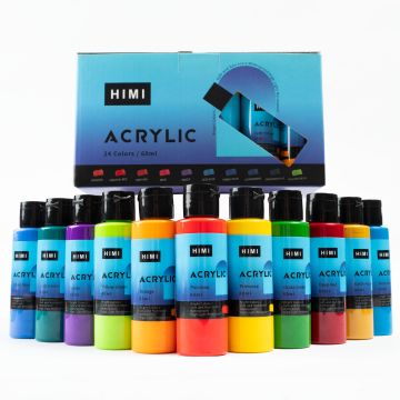 HIMI 60ml 24 Farben Basic Pure Acrylfarbenset - Bulk Acrylkunstfarbe