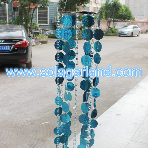 100cm hoog hangende PVC cirkels &amp; diamant geslepen kralen kroonluchter