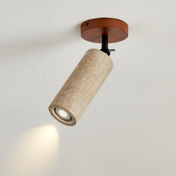 2023 Light Travertine Stone Bedside LED Lamp for Modern Bedrooms and Living Rooms