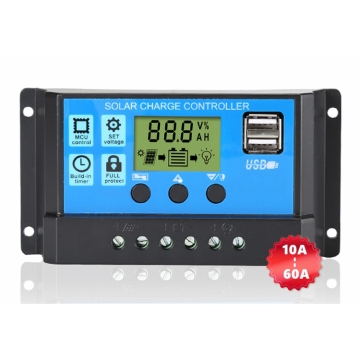 PWM Solar Charge Controller: 60A, 50A, 40A, 30A, 20A, 10A for 12V and 24V Systems with Auto LCD Display