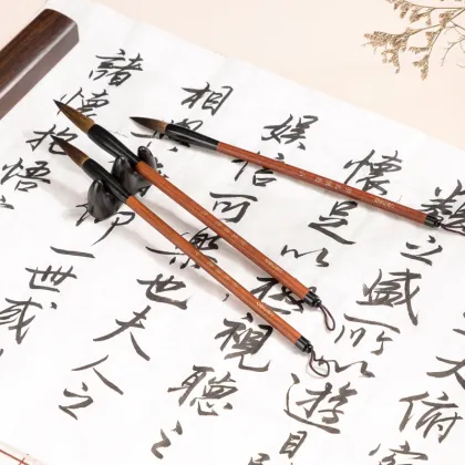 36005 Deli Calligraphy Brush Pen Set - 3 Pcs Light Brown