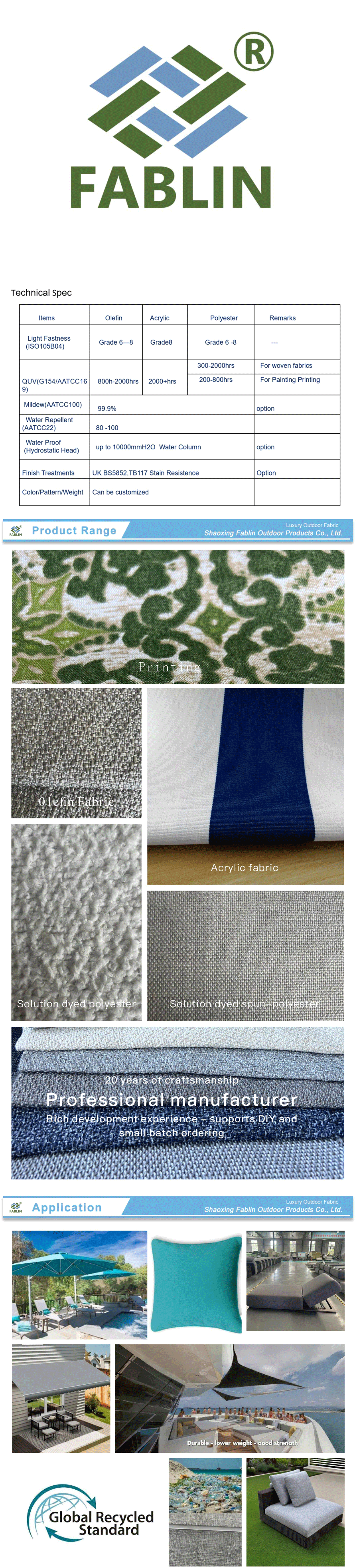 High Quality Olefin Fabric