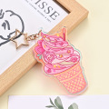Customized Transparent Kawaii Carton Anime Acrylic Keychains UV Printed Rainbow Holographic Epoxy Resin Charms Unique Keyring