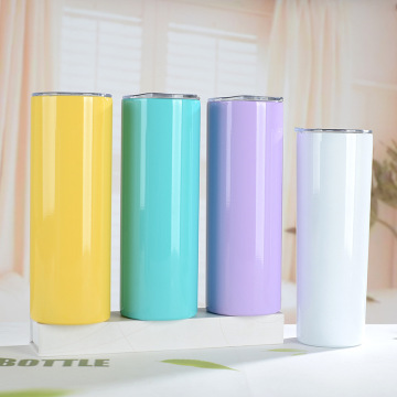 Tumbler in acciaio inossidabile personalizzabile - bianco bianco con coperchio sigillato