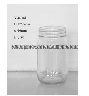 440ml transparent glass storage jar bottle with glass lid