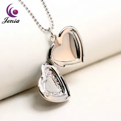 Jenia Gold Plated Jewellery Bead Chain Necklace Heart Locket Pendant Necklace