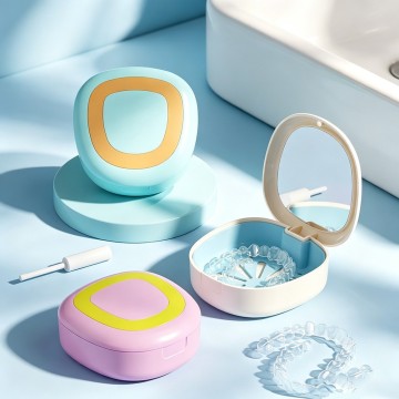 Cleaning Case with Mirror for Mouthpiece Case Denture Case Partial Denture