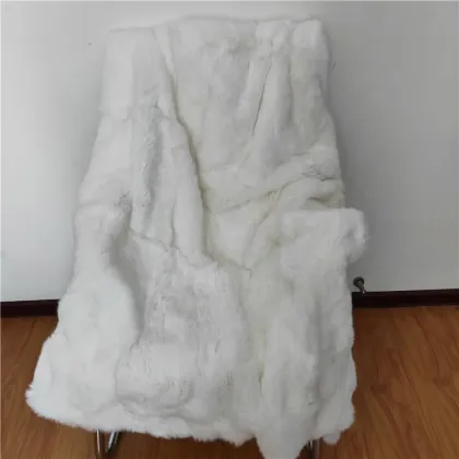 China Factory Wholesale drop shipping Rabbit Fur Blanket Carpet Luxury Real Rabbit Throw Blanket