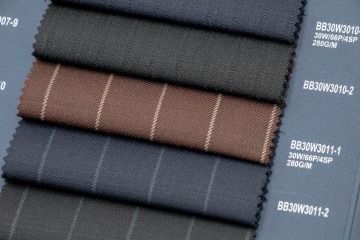 Brown Pinstripe 30% Wool Fabric