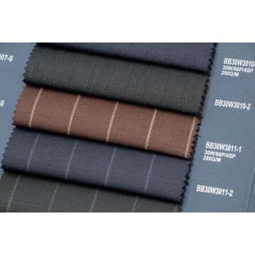 Brown Pinstripe 30% Wool Fabric